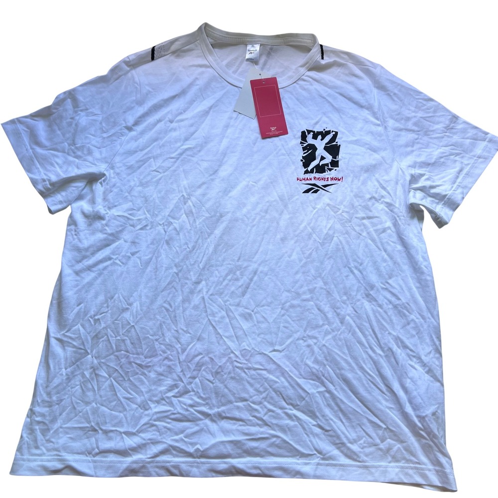 Reebok Human Rights Now! HRN Graphic Tee White Men's Short Sleeve Size XL NEW